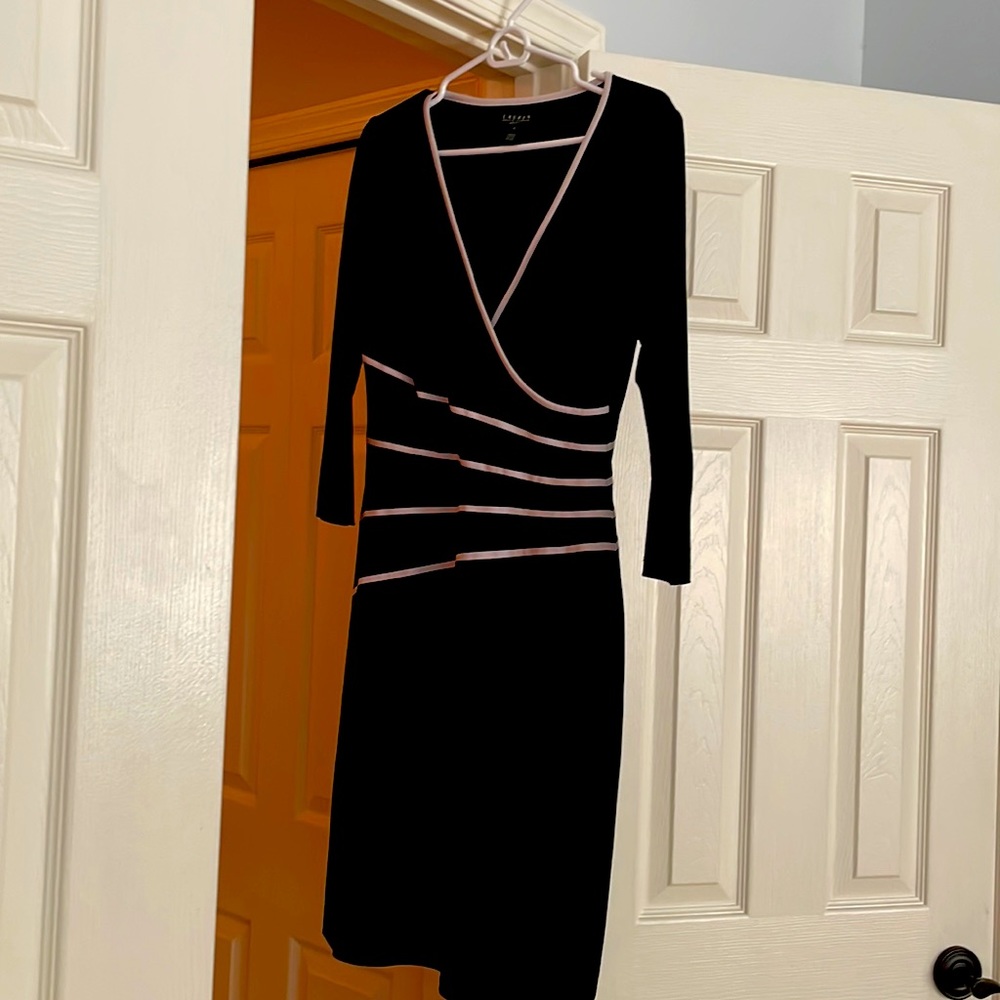 black Ralph Lauren dress with white piping